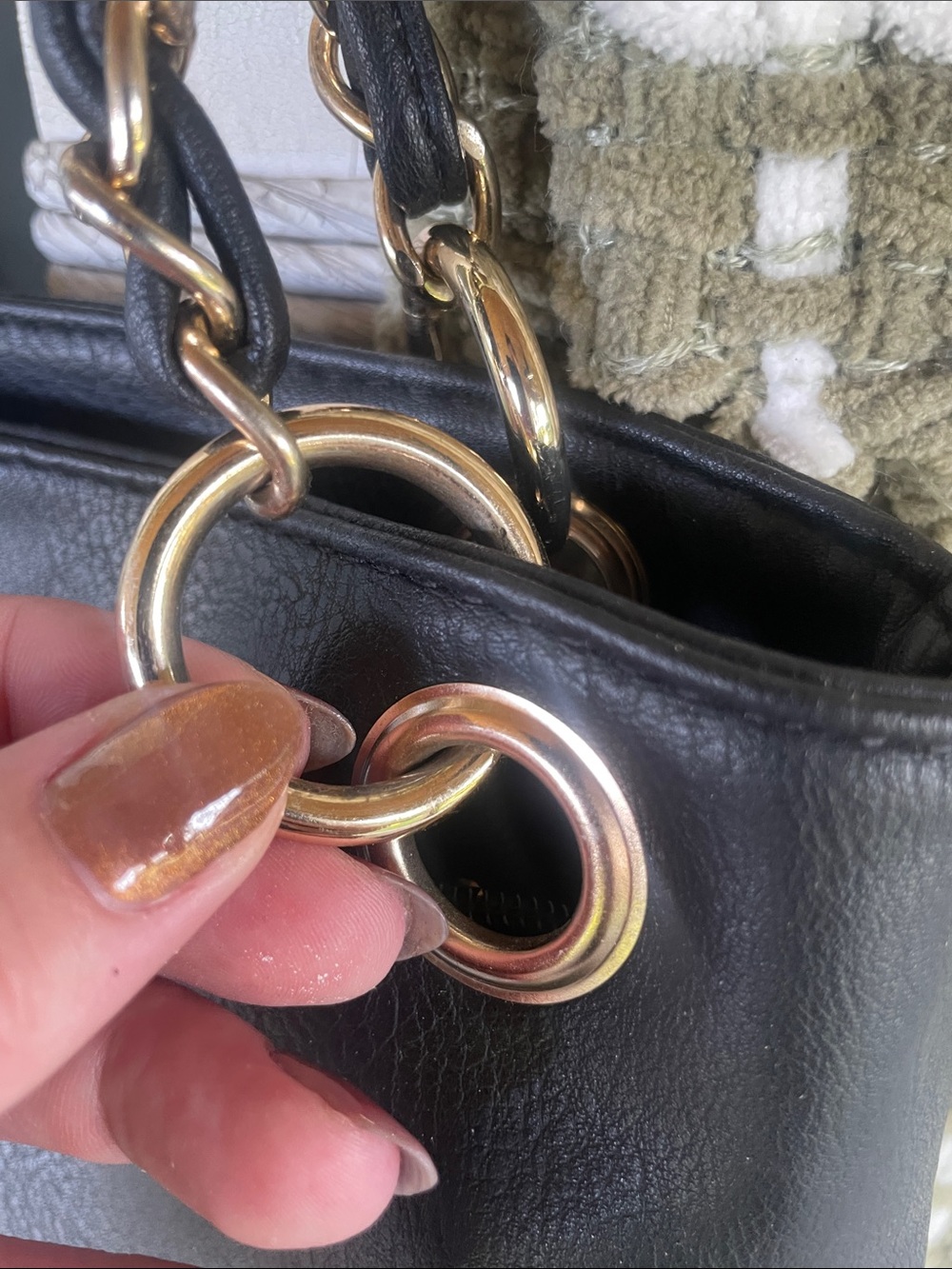 Black Quilted Shoulder Bag with Tassel and Chain Strap - Picture 3 of 9